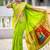 perrot green soft paithani style silk blend with meenakari border and lord ganesha pallu saree