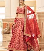 red art silk embroidered Wedding lehenga choli