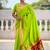perrot green soft paithani style silk blend with meenakari border and lord ganesha pallu saree