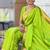 perrot green soft paithani style silk blend with meenakari border and lord ganesha pallu saree