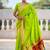 perrot green soft paithani style silk blend with meenakari border and lord ganesha pallu saree