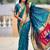 teal soft paithani style silk blend with meenakari border and lord ganesha pallu saree