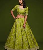 green art silk embroidered Navratri lehenga choli