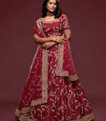 red art silk embroidered Navratri lehenga choli