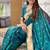 teal soft paithani style silk blend with meenakari border and lord ganesha pallu saree