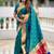 teal soft paithani style silk blend with meenakari border and lord ganesha pallu saree