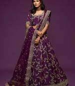 purple art silk embroidered Navratri lehenga choli