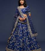 navy blue art silk embroidered Navratri lehenga choli
