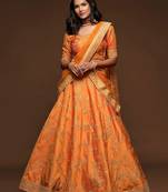 orange art silk embroidered Navratri lehenga choli