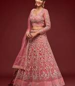 pink net embroidered Diwali lehenga choli