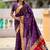 wine soft paithani style silk blend with meenakari border and lord ganesha pallu saree