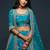 teal blue art silk embroidered Navratri lehenga choli