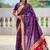 wine soft paithani style silk blend with meenakari border and lord ganesha pallu saree