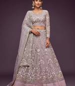 lavender net embroidered Wedding lehenga choli