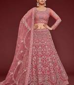 pink net embroidered Wedding lehenga choli
