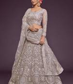 lavender net embroidered Wedding lehenga choli