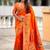 orange soft paithani style silk blend with zari weaving meenakari saree with blouse