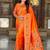 orange soft paithani style silk blend with zari weaving meenakari saree with blouse