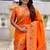 orange soft paithani style silk blend with zari weaving meenakari saree with blouse