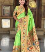 perrot soft paithani style silk blend with zari weaving meenakari saree with blouse