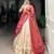 cream jacquard plain Onam lehenga choli