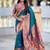 teal soft paithani style silk blend with zari weaving meenakari saree with blouse
