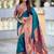 teal soft paithani style silk blend with zari weaving meenakari saree with blouse