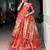 dark orange art silk plain Onam lehenga choli