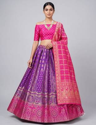 purple silk blend woven traditional lehenga-choli 1