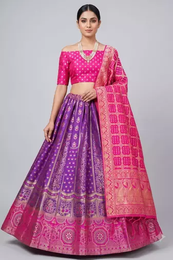 purple silk blend woven traditional lehenga-choli