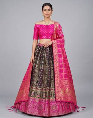 black silk blend woven traditional lehenga-choli 1