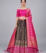 black silk blend woven traditional lehenga-choli