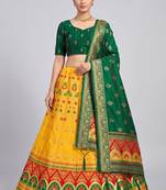 yellow silk blend woven traditional lehenga-choli