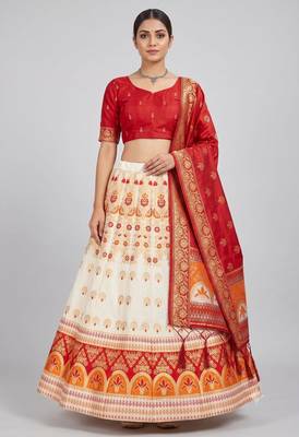 white silk blend woven traditional lehenga-choli 1