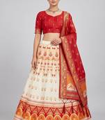 white silk blend woven traditional lehenga-choli