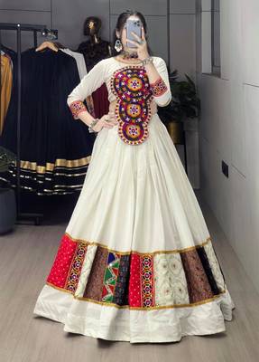 white rayon printed traditional lehenga-choli 2