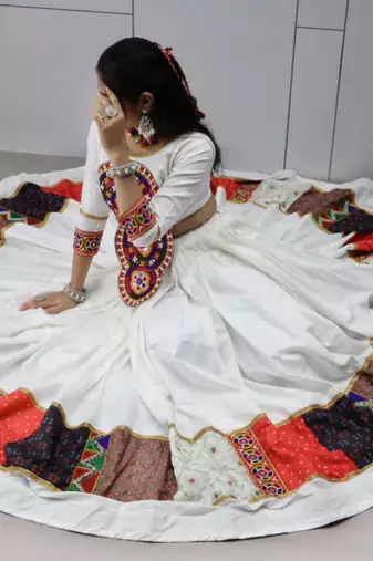white rayon printed traditional lehenga-choli