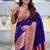 royal blue soft paithani style silk blend with zari weaving meenakari saree with blouse