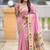 pink soft paithani style silk blend with zari weaving meenakari saree with blouse