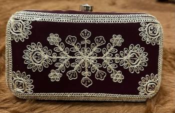 Wine wedding special sequence work suit set with purse 3