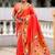 orange soft paithani style silk blend with zari weaving meenakari saree with blouse