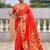 orange soft paithani style silk blend with zari weaving meenakari saree with blouse