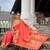 orange soft paithani style silk blend with zari weaving meenakari saree with blouse