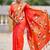 orange soft paithani style silk blend with zari weaving meenakari saree with blouse