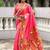 peach soft paithani style silk blend with zari weaving meenakari saree with blouse