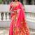 peach soft paithani style silk blend with zari weaving meenakari saree with blouse