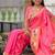 peach soft paithani style silk blend with zari weaving meenakari saree with blouse
