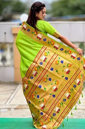 perrot soft paithani style silk blend with zari weaving meenakari saree with blouse