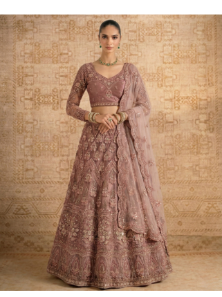 Pink Butterfly Net fabric with Embroidered  Resham  Sequence  Thread work Lehengas For Your Wedding Look For Women's 1