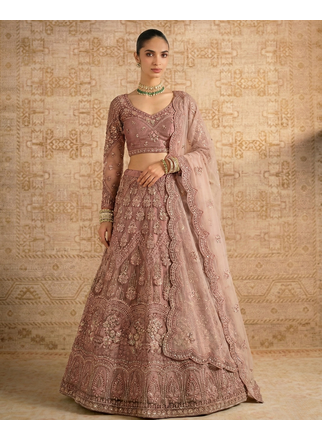 Pink Butterfly Net fabric with Embroidered  Resham  Sequence  Thread work Lehengas For Your Wedding Look For Women's 2